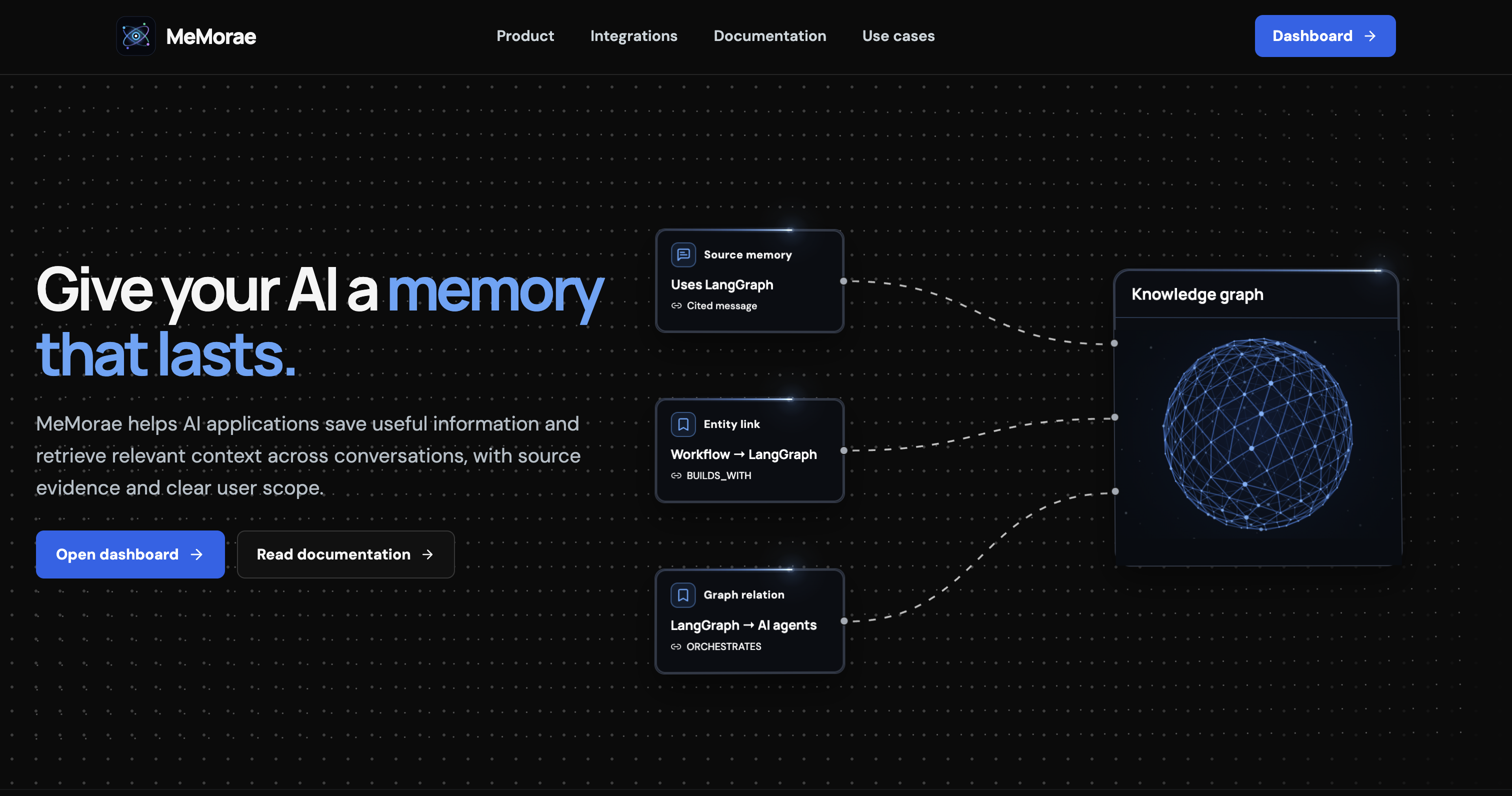 MeMorae public website captured from memorae.tech